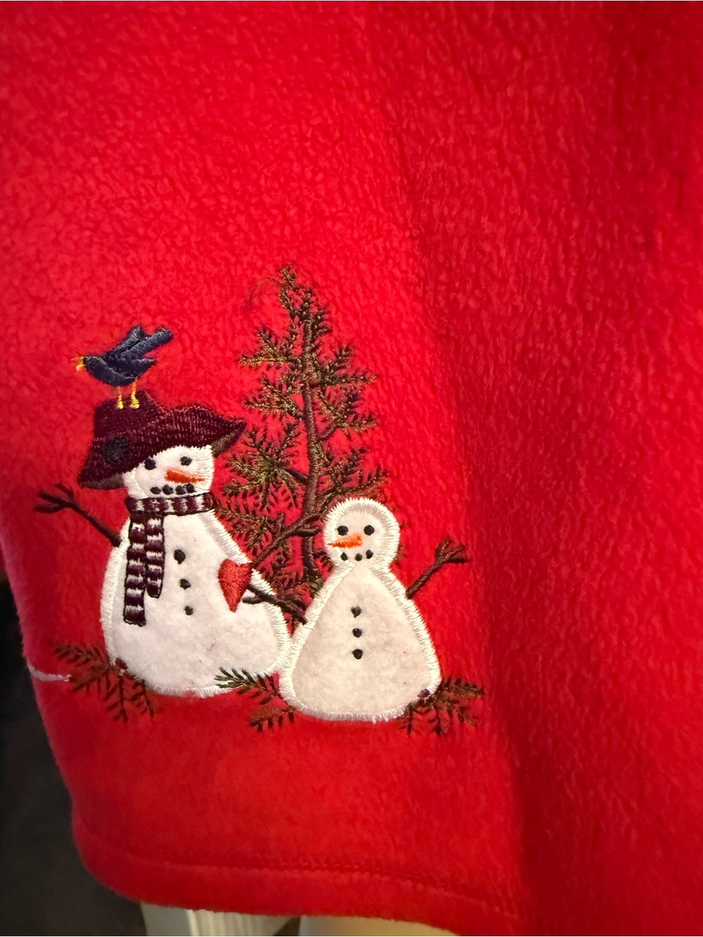 croft & barrow Red Holiday Snowman Button Cardigan - Picture 3 of 7